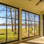 Bright porch with lake scenery